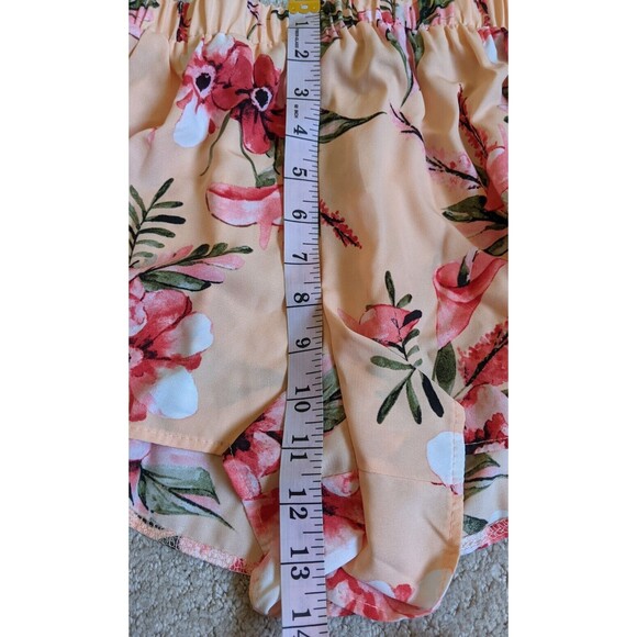 LF Short Floral Cinched Sides High Rise Elastic Waist Pull On Tropical Small - Picture 4 of 10